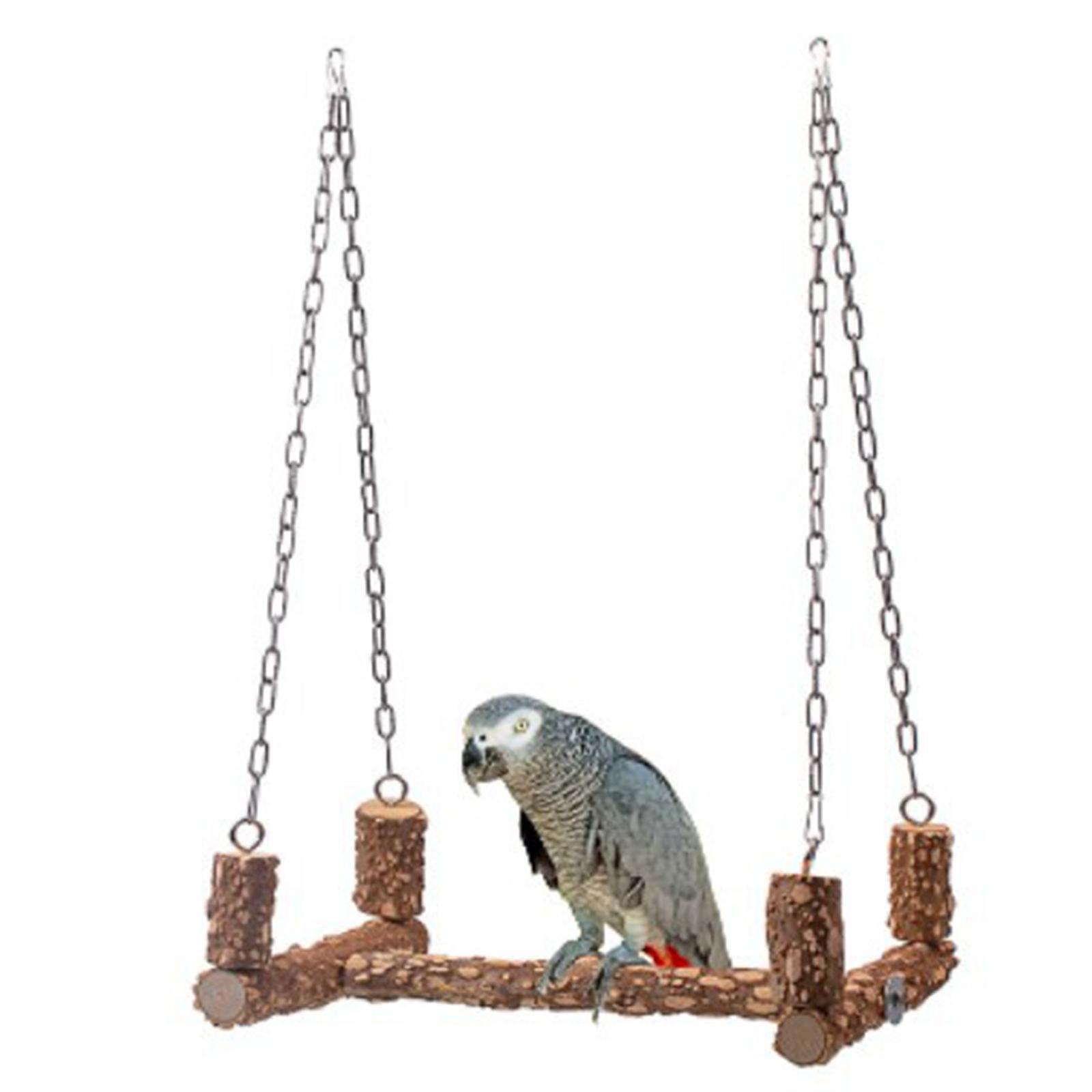 Parrots Wooden Stand Swing Cage Hanging Cockatiels Lovebird Perch Bird Toys