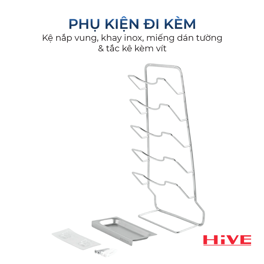 Kệ úp nắp vung treo tường HiVE inox 304