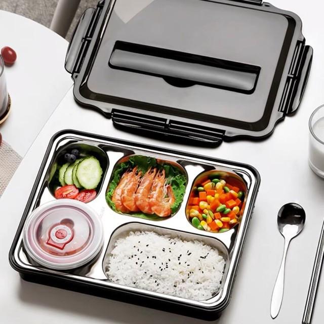 Hộp đựng thức ăn 5 ngăn, có giá để điện thoại tặng đũa và muỗng