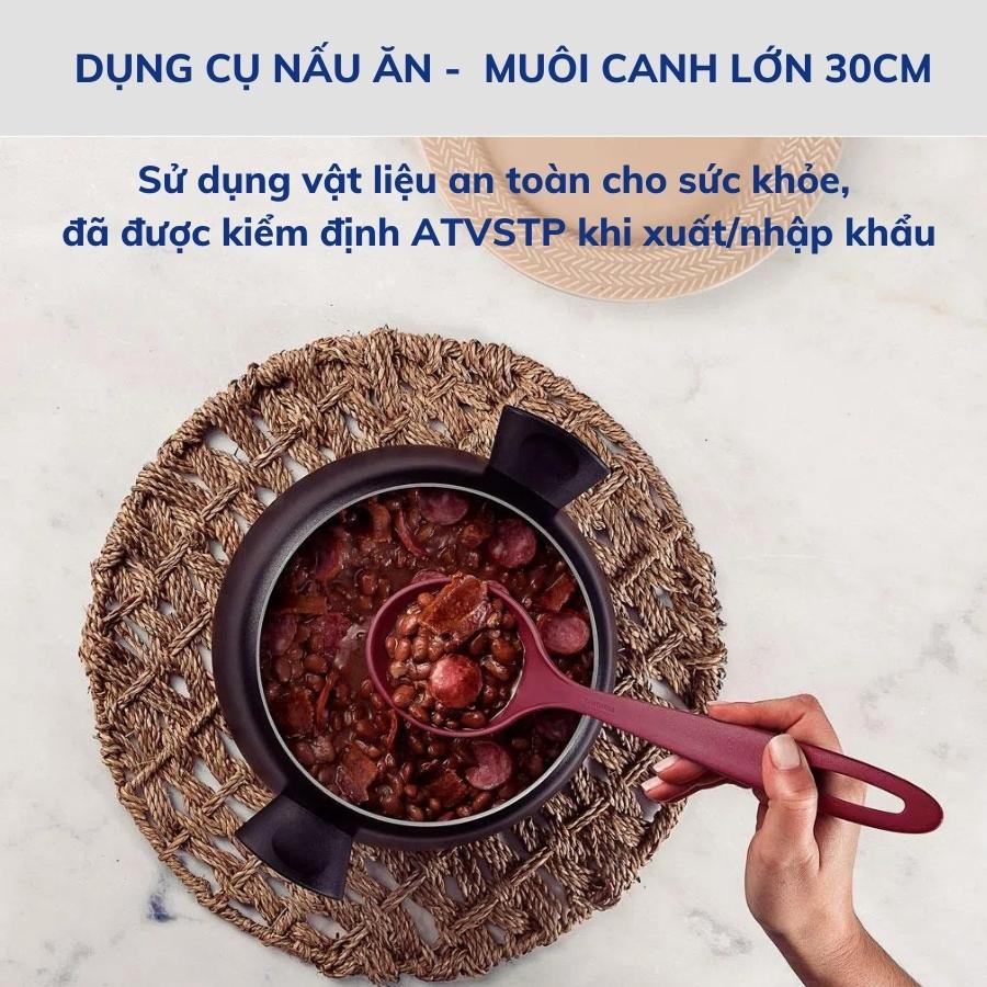 Combo 2 Dụng Cụ Nấu Ăn Gồm 1 Muôi Vớt/Vá Có Lỗ 30cm và 1 Thìa Múc Canh Sâu Lòng 30cm TRAMONTINA Chất Liệu Nhựa Chịu Nhiệt An Toàn Sản Xuất Tại BRAZIL - Hàng Chính Hãng