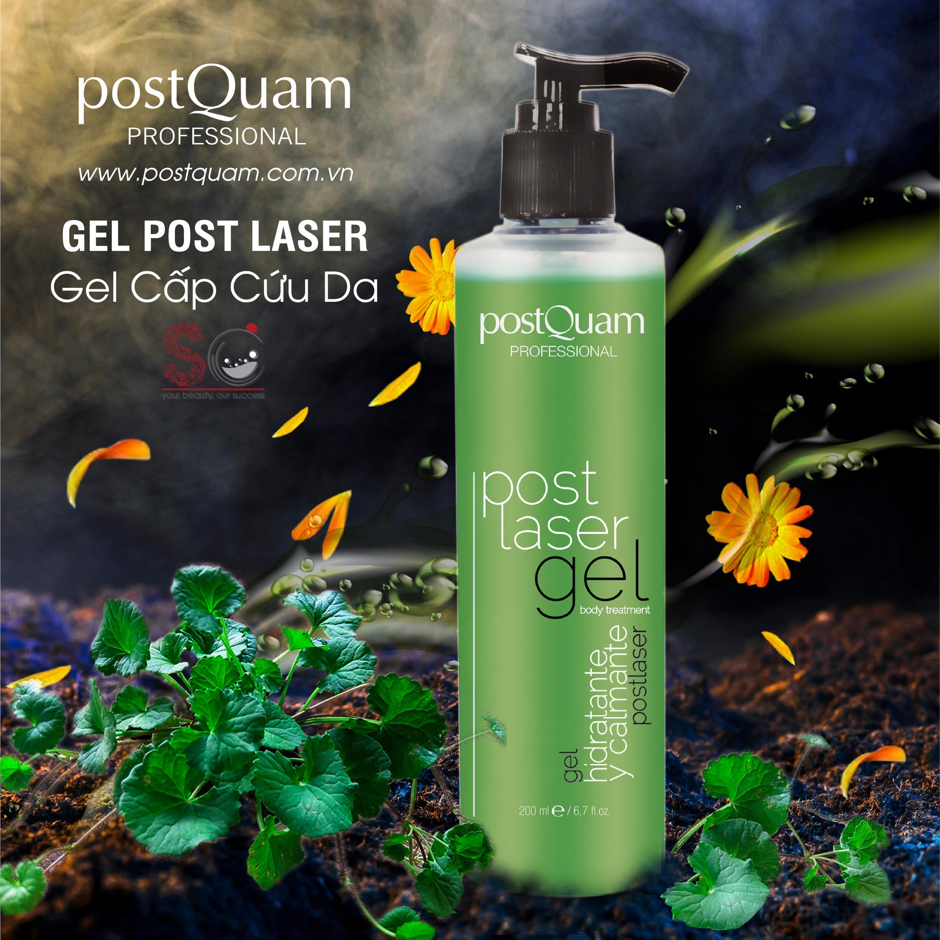 GEL POST LASER Gel Làm Dịu Da Tức Thì ( Dịu Da Sau Laser, Bỏng Rát) - postQuam (200ml)