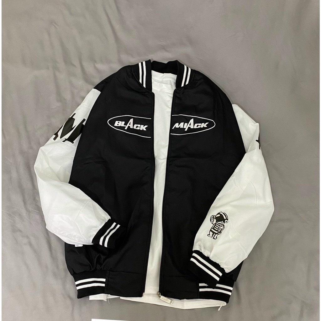 Áo Bomber nam nữ Blakck Miackk , vải dù mero hai lớp phối dây kéo, phong cách street wear cá tính Siêu Đẹp