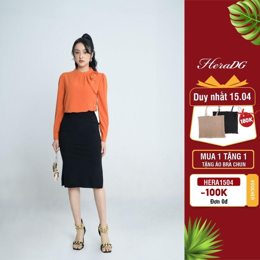 Chân Váy Bút Chì Nữ HeraDG Cạp Đính Cúc Xẻ Tà Sau Thời Trang, Chất Vải Tuytsi Cao Cấp SJPBA017-S