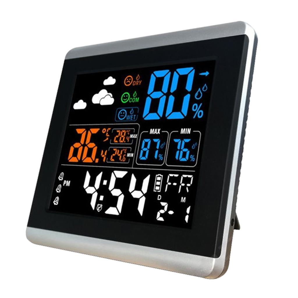 Large LCD Color Digital Table Alarm Clock with Temperature Humidity Display