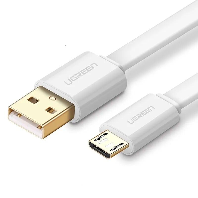 Ugreen UG30681US118TK 1M màu Trắng Cáp sạc truyền dữ liệu USB 2.0 sang MICRO USB dáng dẹt - HÀNG CHÍNH HÃNG