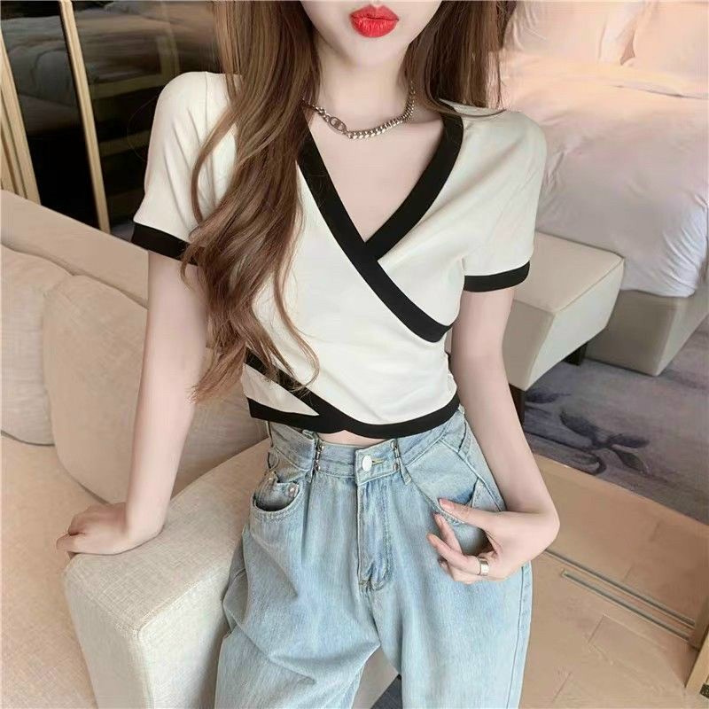 Áo croptop cổ tim viền khác màu thời trang XIXO cao cấp - ATN0040