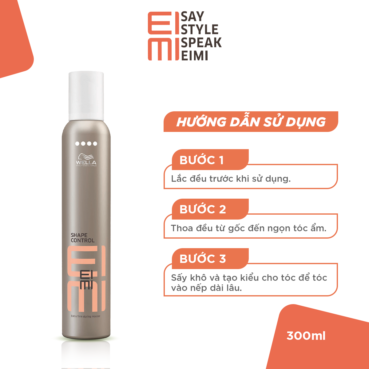 Bọt tạo kiểu cho tóc Wella EIMI giúp giữ nếp Shape Control Extra Firm Styling Mousse