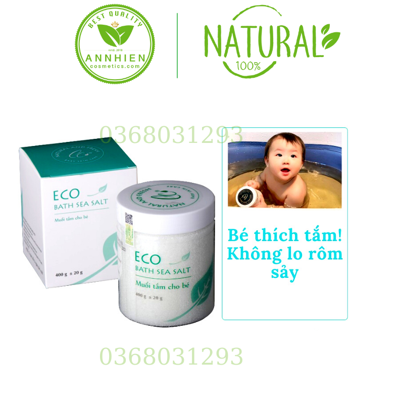 Muối Tắm Bé ECO 400g - Muối Tắm Bé Thảo Dược 100% Tự Nhiên Làm Giảm Rôm Sảy mề Đay và Dị Ứng Da An Toàn Cho cả Trẻ Sơ Sinh