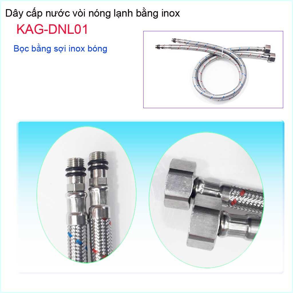 Bộ 2 dây cấp  vòi nóng lạnh, dây cấp nước nóng lạnh  inox KAG-DNL01