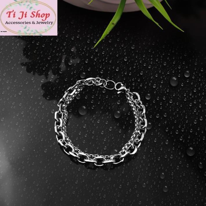 Lắc Tay Inox Khoen Tròn 2 Tầng Độc Đáo
