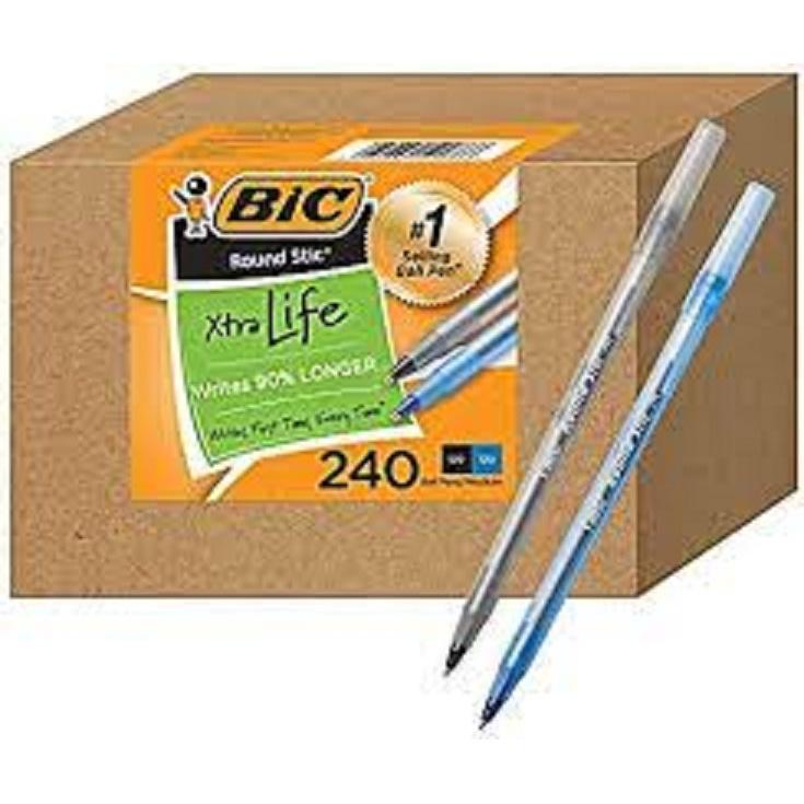 Combo 10-20-30 cây Bút bi Bic xanh giá sỉ - Bút Bic Round Stic Xtra Life, cỡ ngòi 1.0mm, Pen Tapping