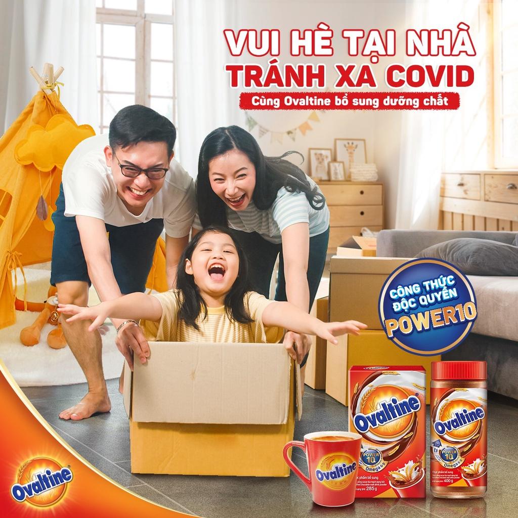 Ovaltine Bột Cacao Hủ 400g + Bình thủy tinh Kim Cương 450ml