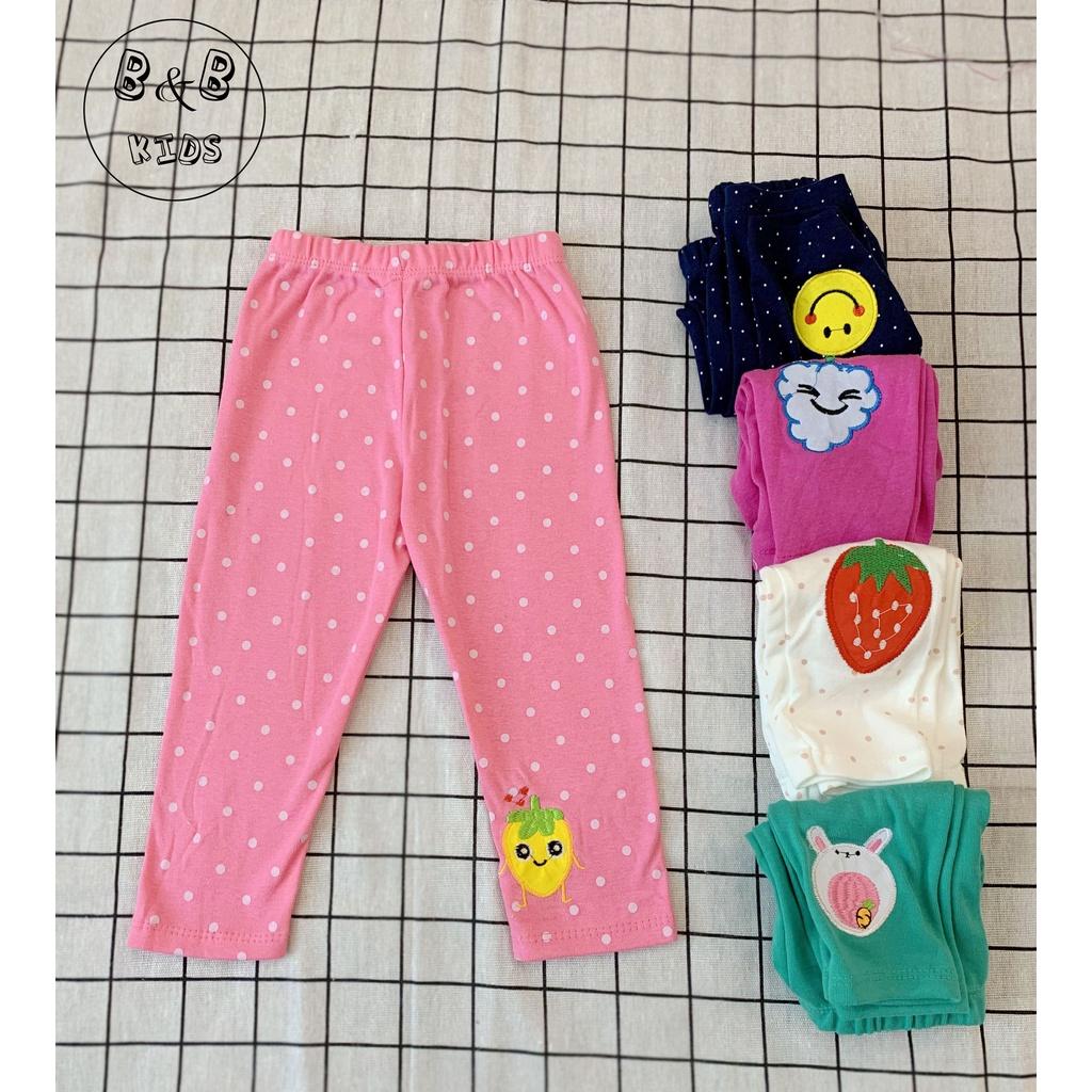 Quần legging bé gái chất liệu cotton co dãn đủ màu sắc họa tiết dễ thương cho bé ngày năng động