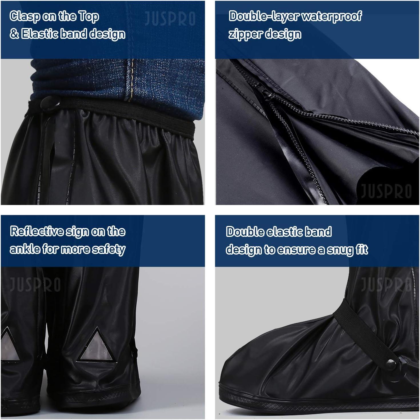 Bọc ngoài chống nước cho ủng đi mưa, galoshes có khóa kéo và phản quang, dành cho thể thao ngoài trời, đi bộ đường dài, leo núi, cắm trại, xe tay ga, du lịch, 1 đôi
