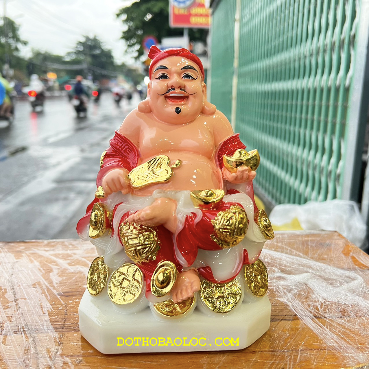 Tượng Thần tài Thổ Địa đá Việt Nam cao 19cm – Đỏ