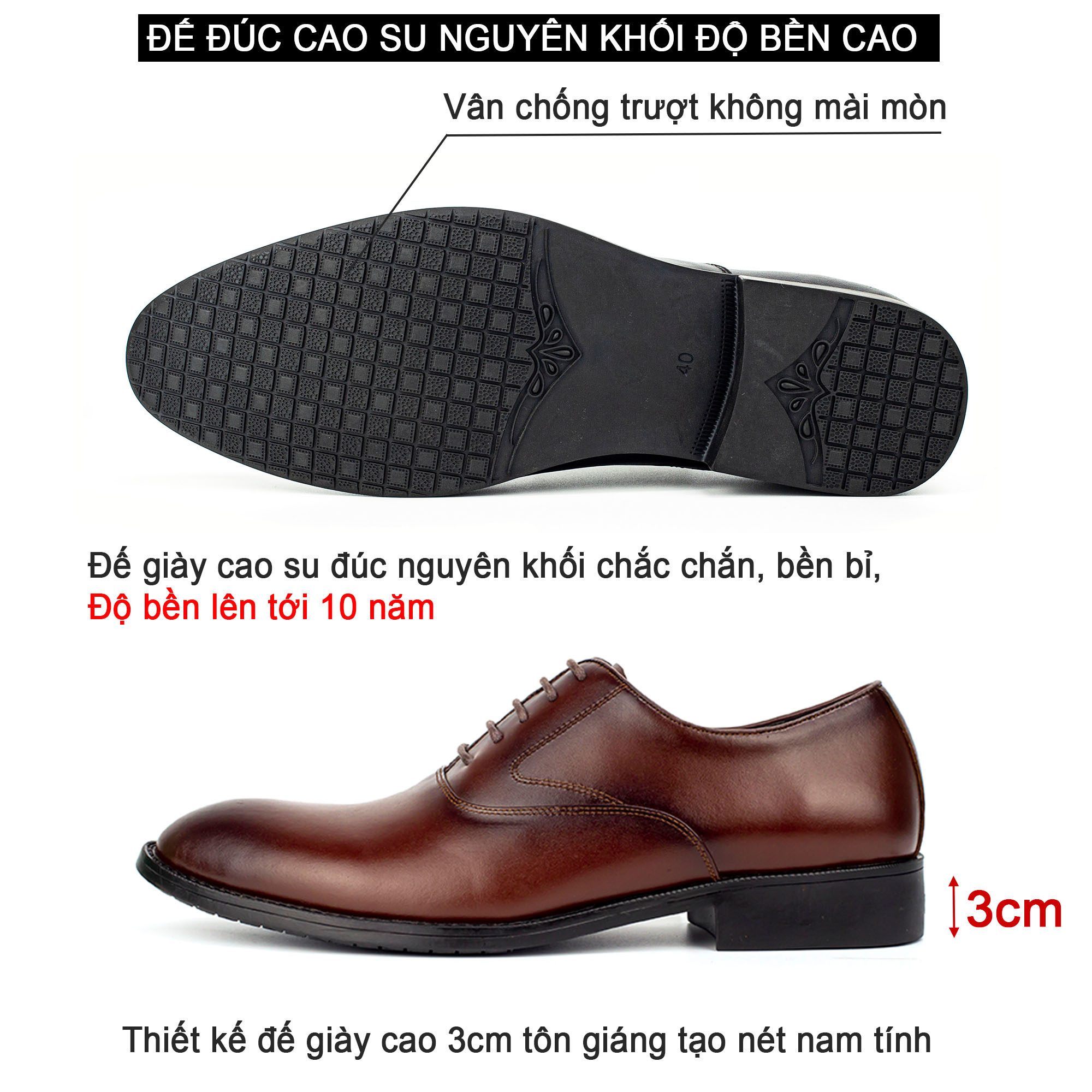 Giày da nam, giày oxford công sở G103 - Da bò Nappa cao cấp