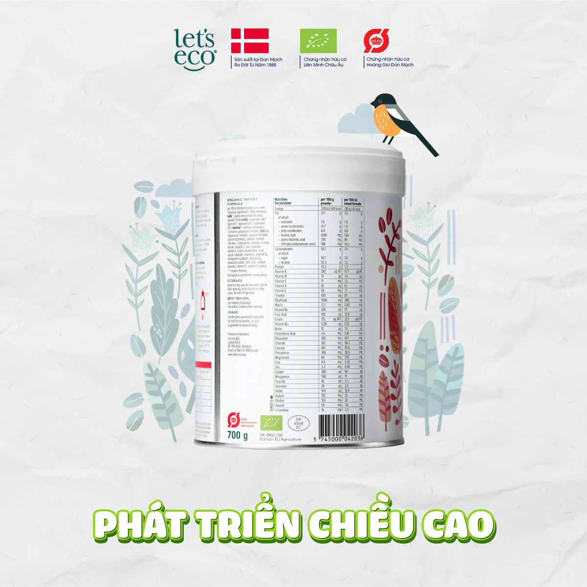 Sữa Bột Hữu Cơ Let's Eco Số 1 Cho Bé 700g