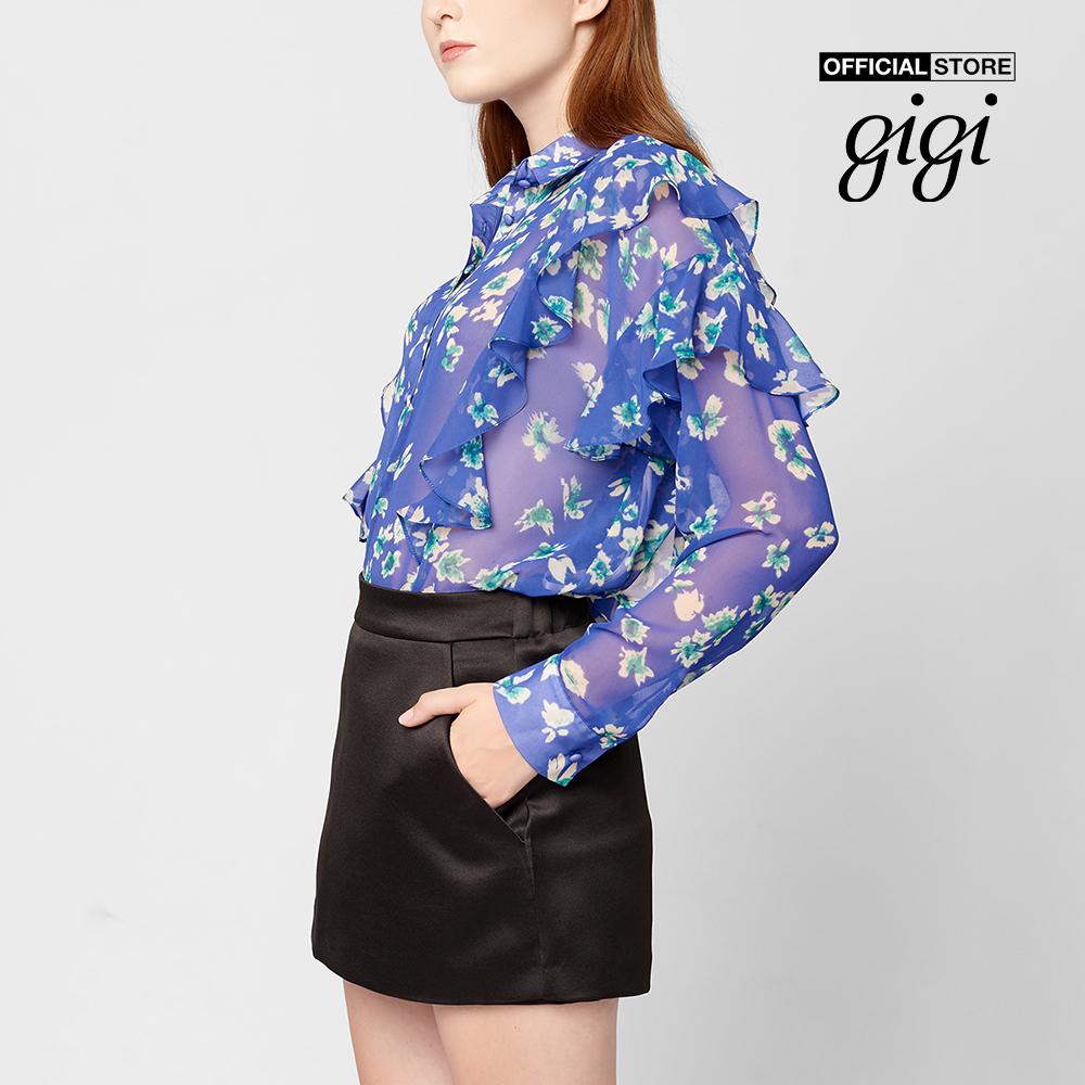 GIGI - Áo sơ mi nữ cổ bẻ tay dài phối họa tiết hoa thời trang G1108B211207