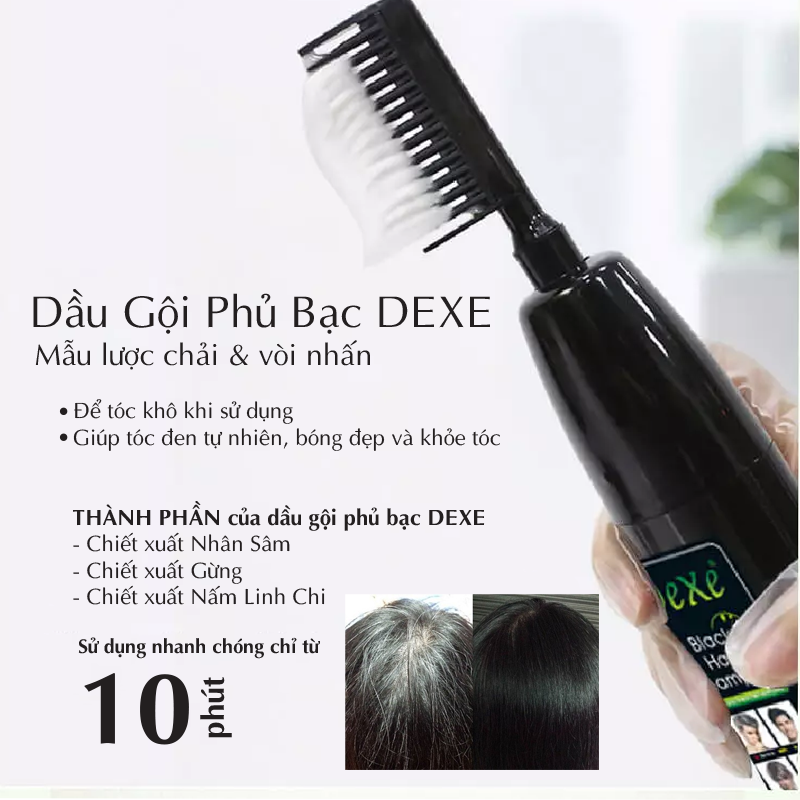 Lược nhuộm gội đen tóc thông minh chỉ 15 phút Dexe 200ml