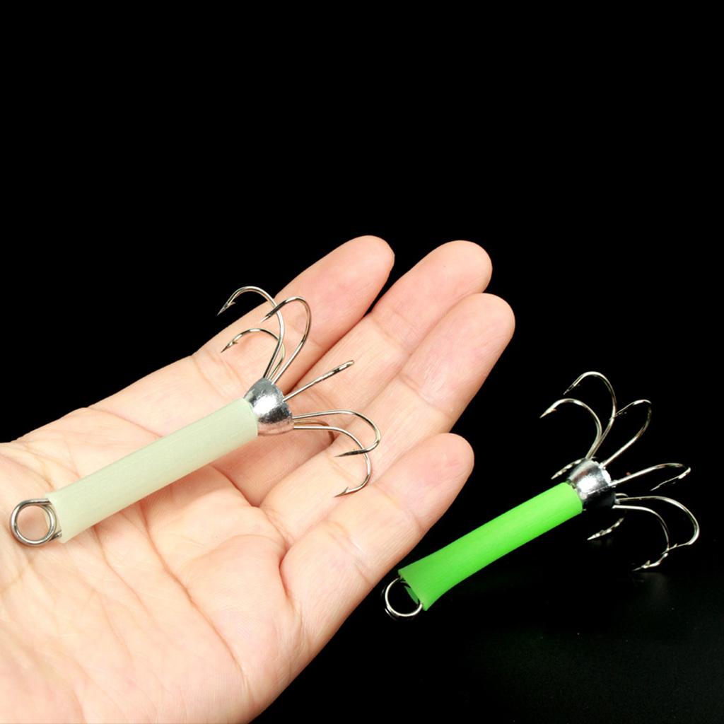 2x2pcs Sea Fishing Squid Octopus Hook Saltwater Fishing Lure Hard Bait White