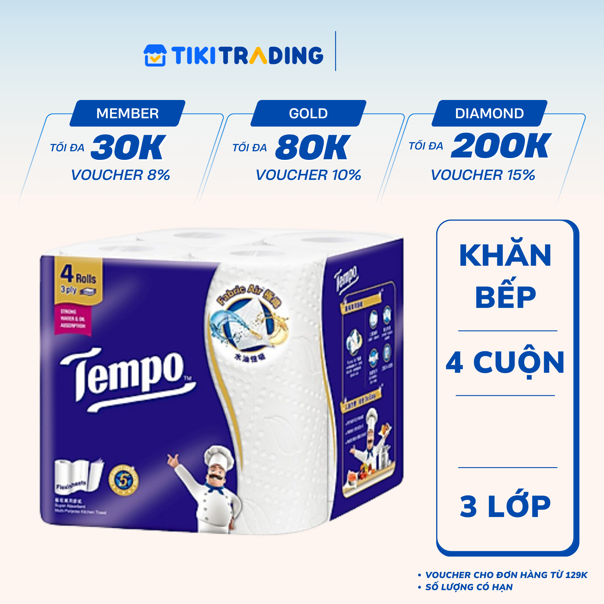 Lốc 4 Cuộn Khăn Giấy Bếp Đa Năng