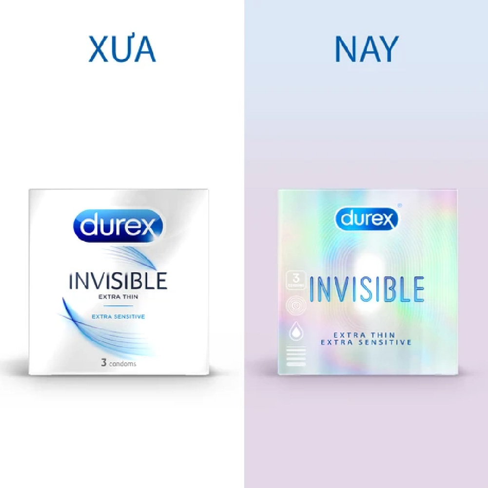 Combo Bao cao su Durex Invisible Extra Thin Extra Sensitive hộp 10 bao và hộp 3 bao