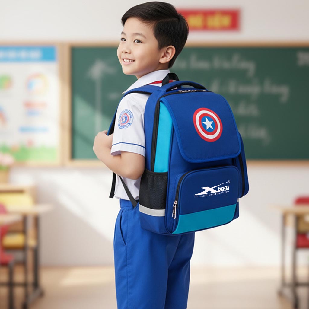 Balo học sinh nam cao cấp Xbags Power – Balo học sinh tiểu học nhiều ngăn, phong cách mạnh mẽ, hiện đại XB3117
