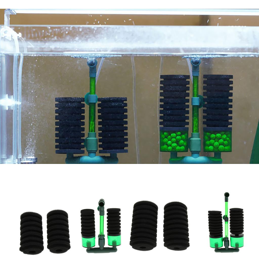 Aquarium Fish Tank Biochemical Sponge Filter Air Pump Double Head with Suction
