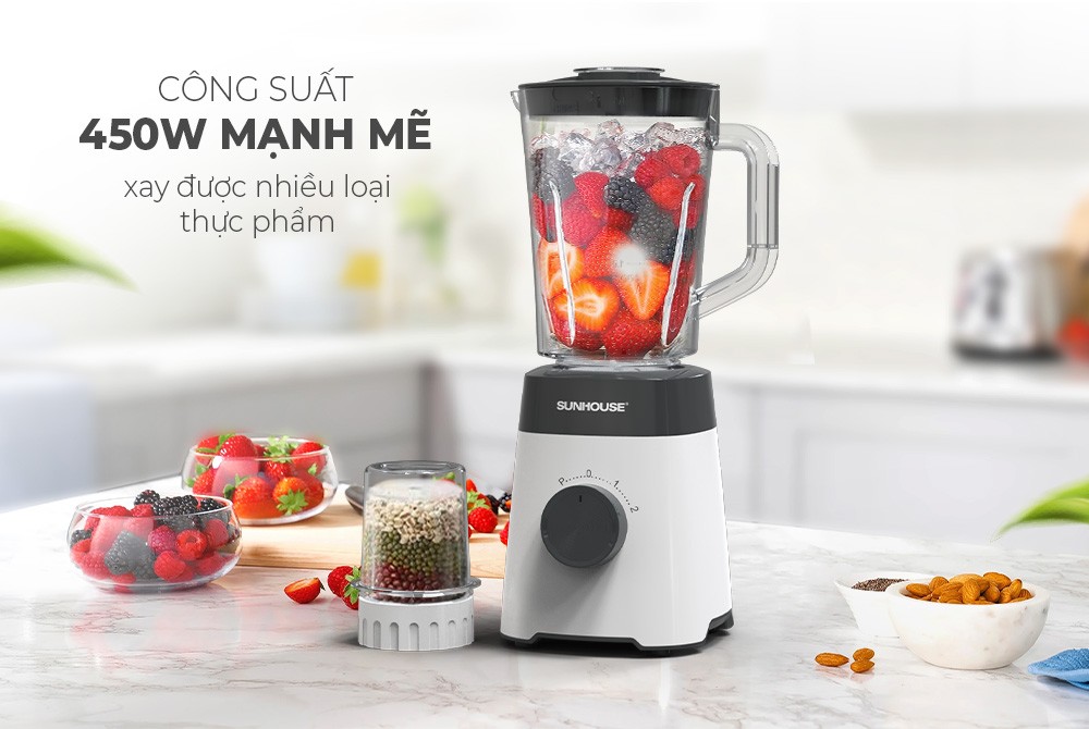 Máy xay sinh tố SUNHOUSE SHD5114 công suất 450W siêu khỏe xay được đá viên - Hàng chính hãng
