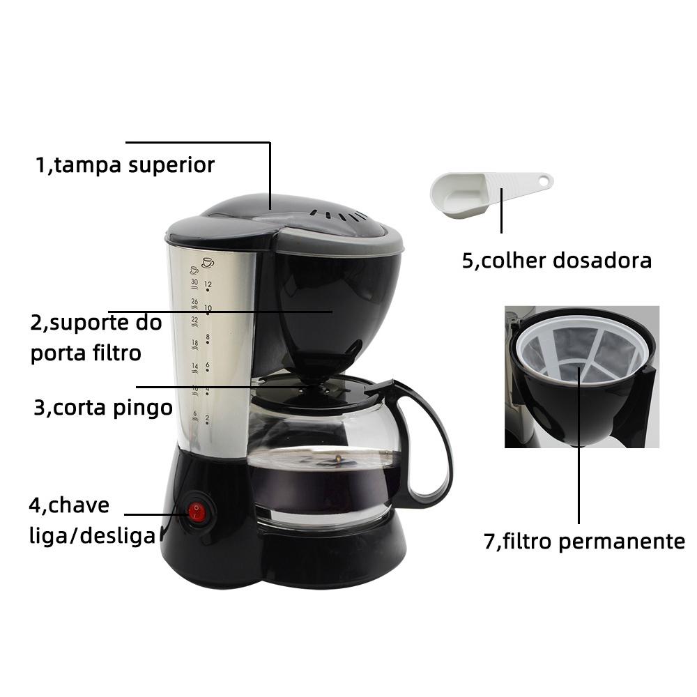 Coffee Maker Small Home Portable Automatic American Drip 800W Large Capacity Office Household Coffee Maker