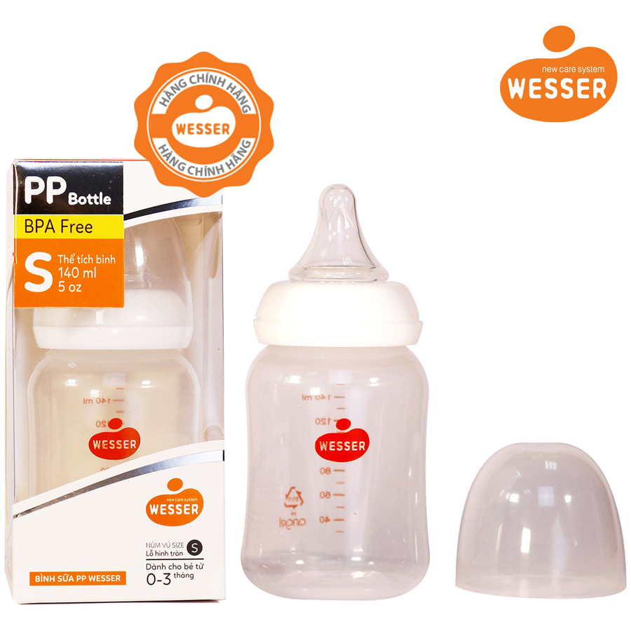 Combo 3 Bình Sữa PP Wesser 60ml, 140ml và 250ml (Giao màu ngẫu nhiên)