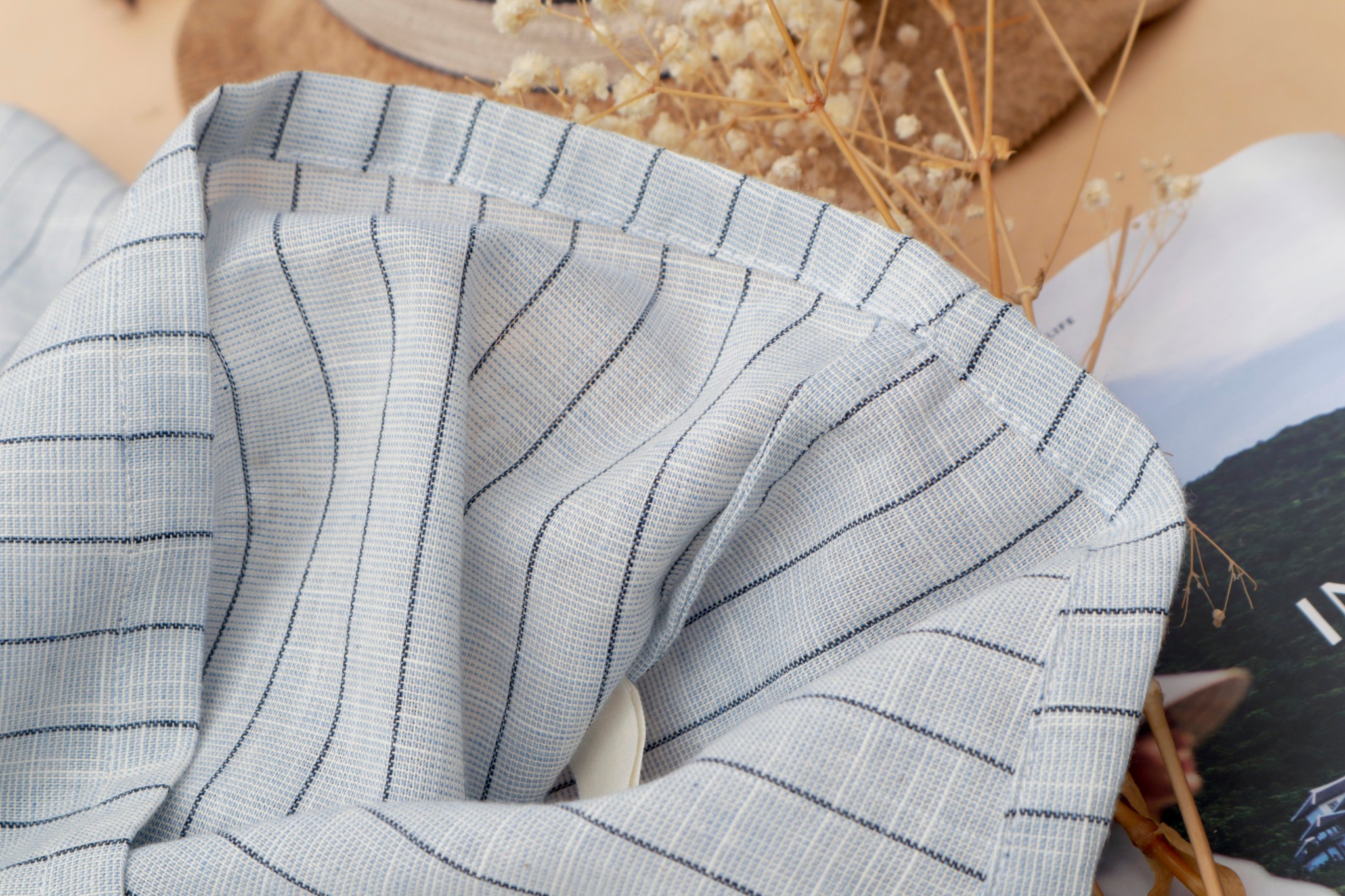 Áo Linen tưng KACHISA 2 kiểu dệt sọc
