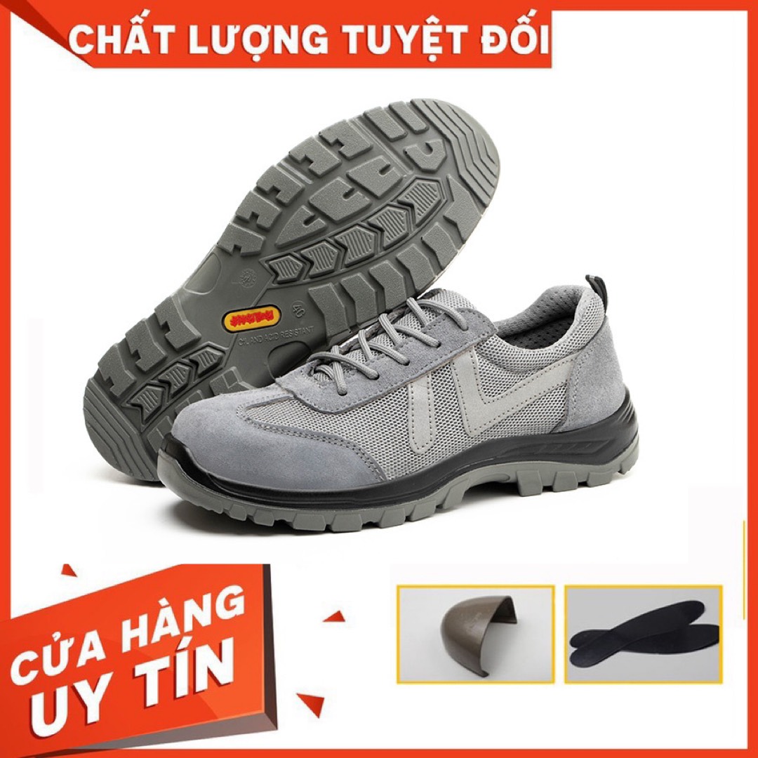 Giày Bảo Hộ Lao Động 2 TH Kiểu Thể Thao Mũi Thép, Đế Lót Thép BD0089-Chống Đinh/Trơn Trượt Giày Công Trình