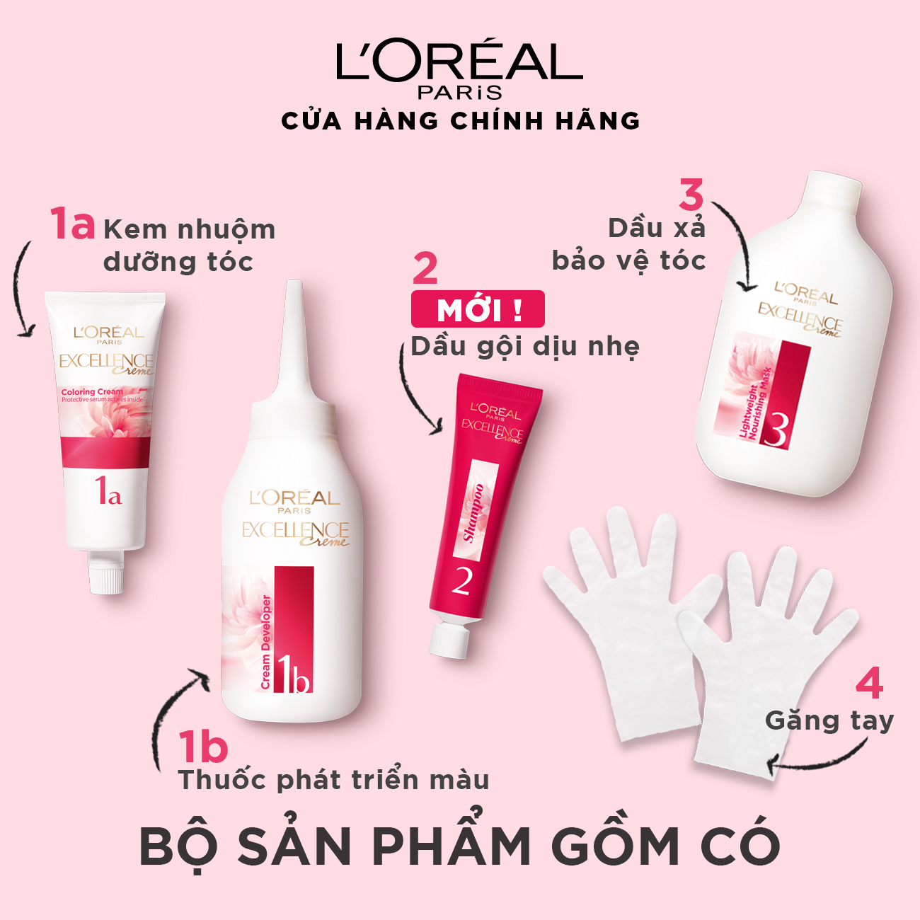 Màu nhuộm dưỡng tóc phủ bạc L'Oreal Paris Excellence Crème 172ml