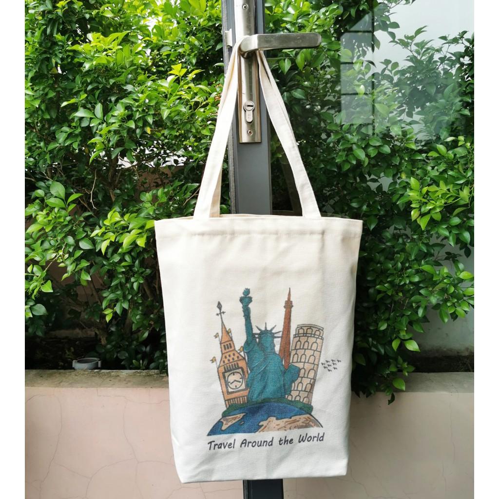 TÚI CANVAS TOTE TRAVEL AROUND THE WORLD - MAIHOME VB-MH006