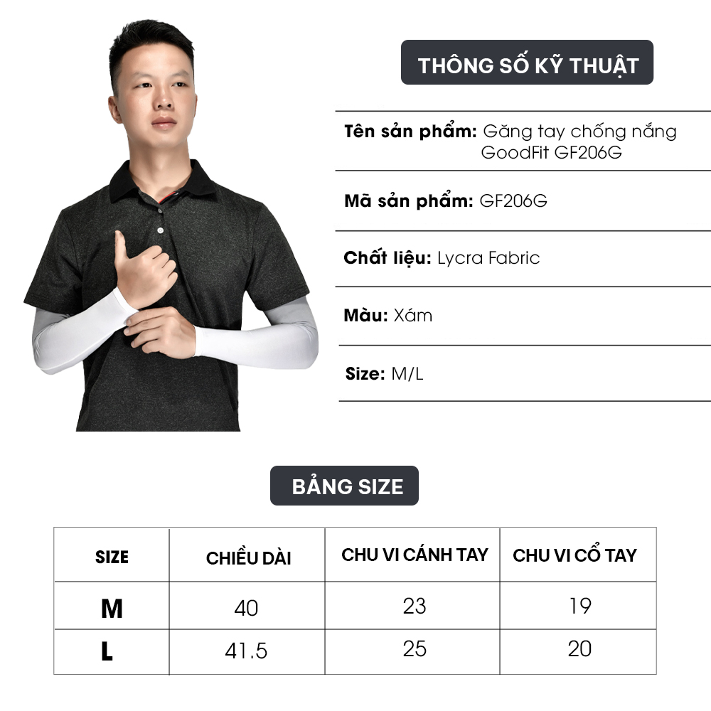 Găng tay chống nắng nam, nữ chống tia UV GoodFit GF206G bao tay chống nắng chất liệu lụa mát, thoáng khí