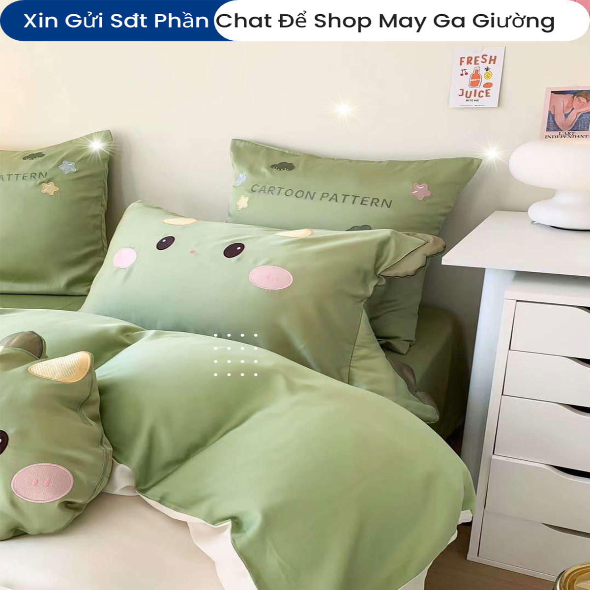 Bộ Chăn Ga Gối Đệm Linen 5 Món ANNA NGUYÊN Cao Cấp Chăn Chần Bông Lụa Mềm