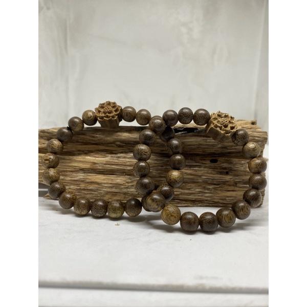Vòng trầm hương tự nhiên mix charm hoa sen