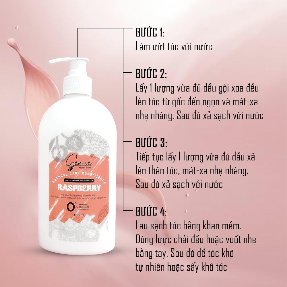 Dầu Xả Gennie Natural Care Chiết Xuất Raspberry Dành Cho Tóc Nhuộm Và Tóc Highlight 400ml