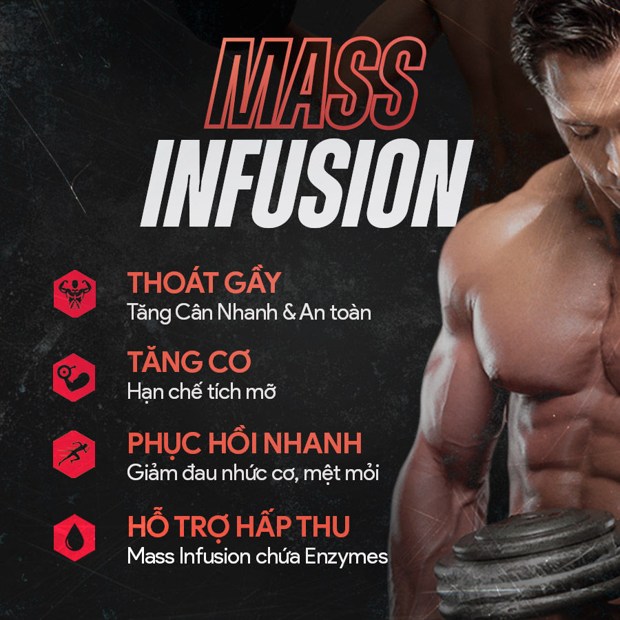 Sữa Tăng cân & Tăng cơ Mass Infusion từ Nutrex - Tăng cân nhanh & Hỗ trợ tiêu hóa (Ngay cả khi dị ứng Lastose)