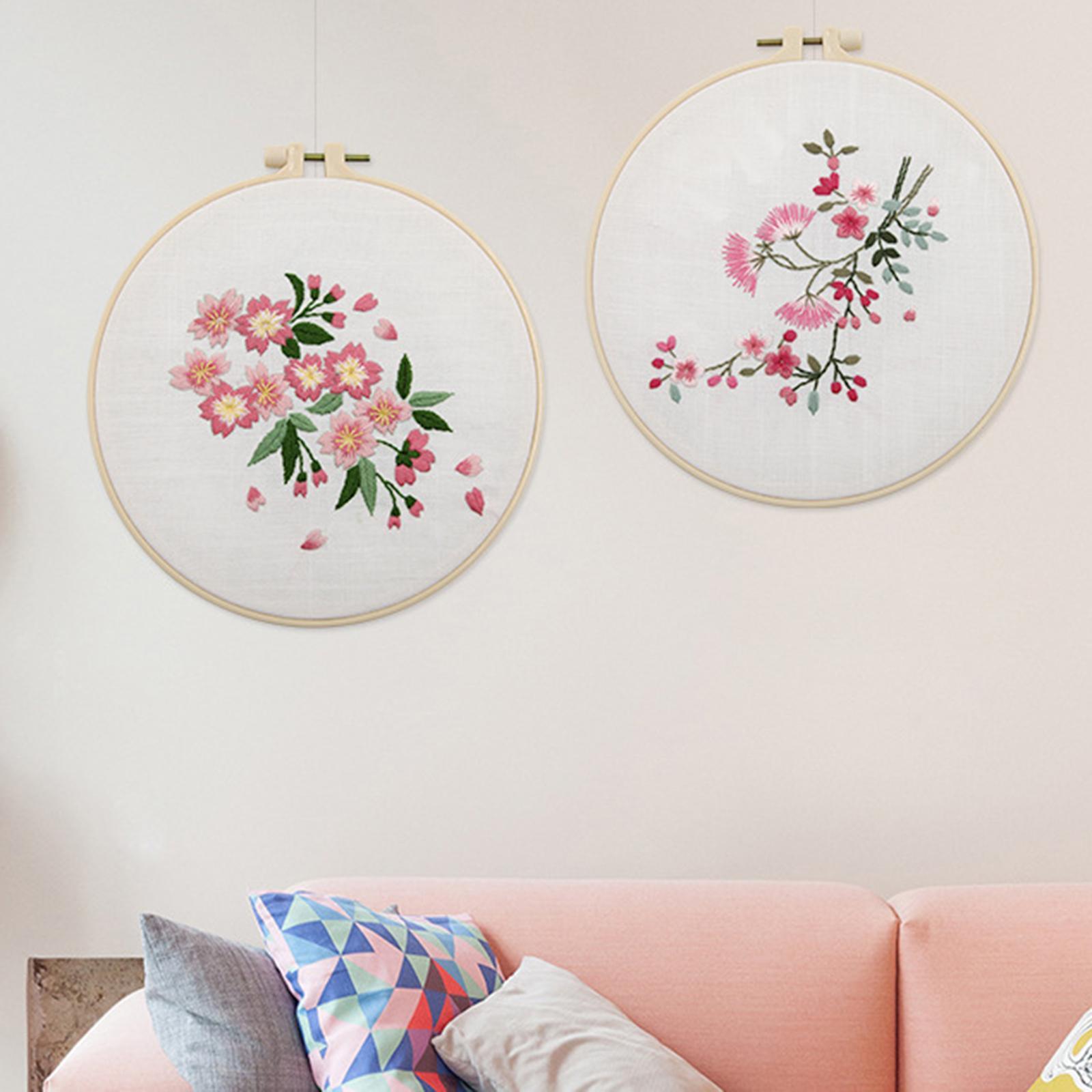Embroidery starter Kit, Flower Pattern Cross Stitch for Beginners Adults, with Embroidery Hoop Cloth Thread Needlepoint Kit Floral Series