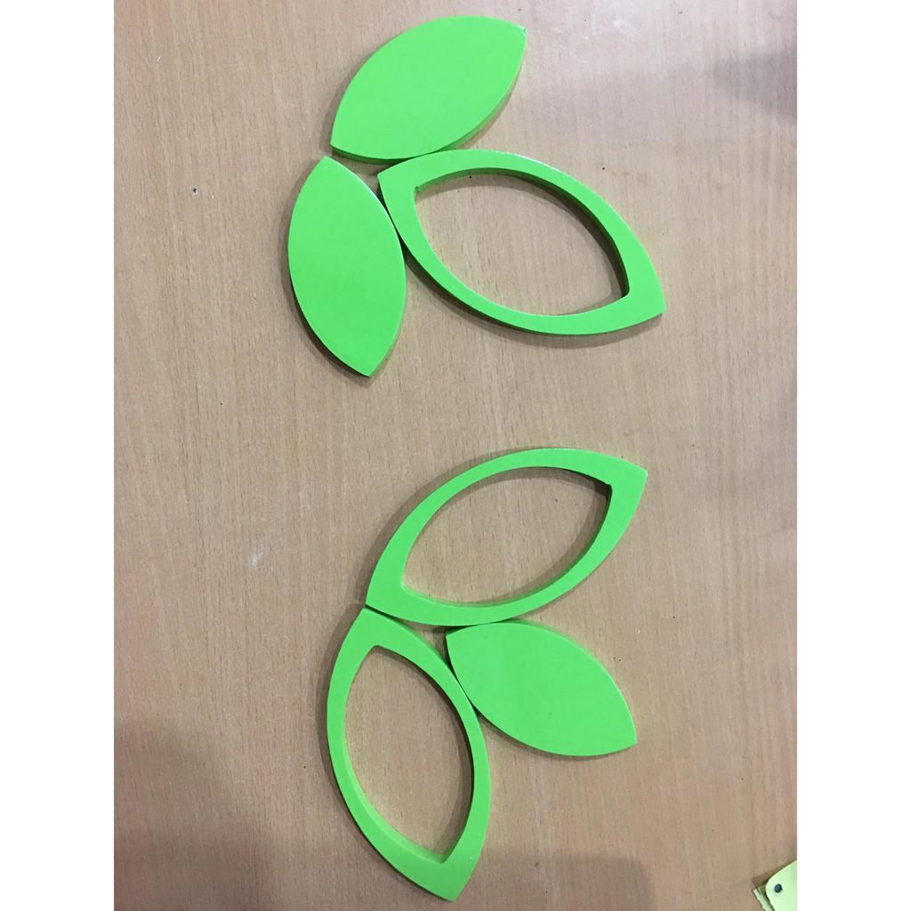Bộ 6 lá kép trang trí dán tường 3D gỗ