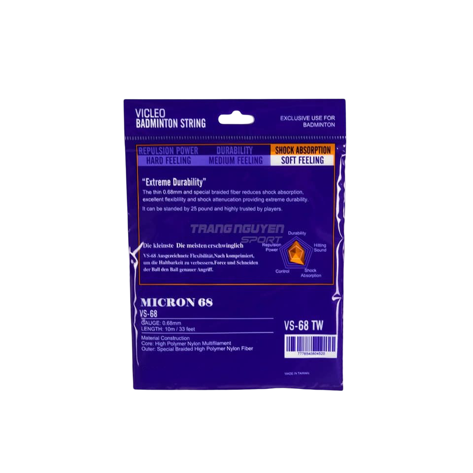 Dây Đan Vợt Cầu Lông VS Cao Cấp - Dày 0.68mm - Dây Siêu Bền - Nảy Trợ Lực - Độ Dàn Hồi Tốt