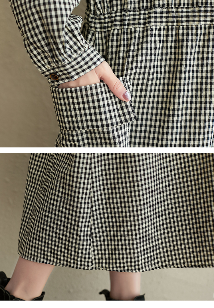 Váy sơ mi dáng dài thắt eo – Đầm nữ form suông vintage kẻ caro phong cách công sở Haint Boutique Da187