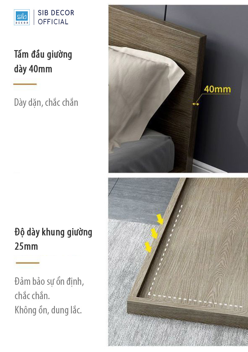 Giường Bệt Tatami Thấp Kiểu Nhật, Nệm Nằm Bên Trái Thương Hiệu SIB Decor GN24