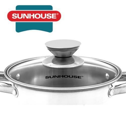 Nồi 2 quai inox 3 đáy nắp kính16, 20, 24 cm Sunhouse SH22120 - BỀN ĐẸP - DÙNG ĐƯỢC CHO MỌI LOẠI BẾP