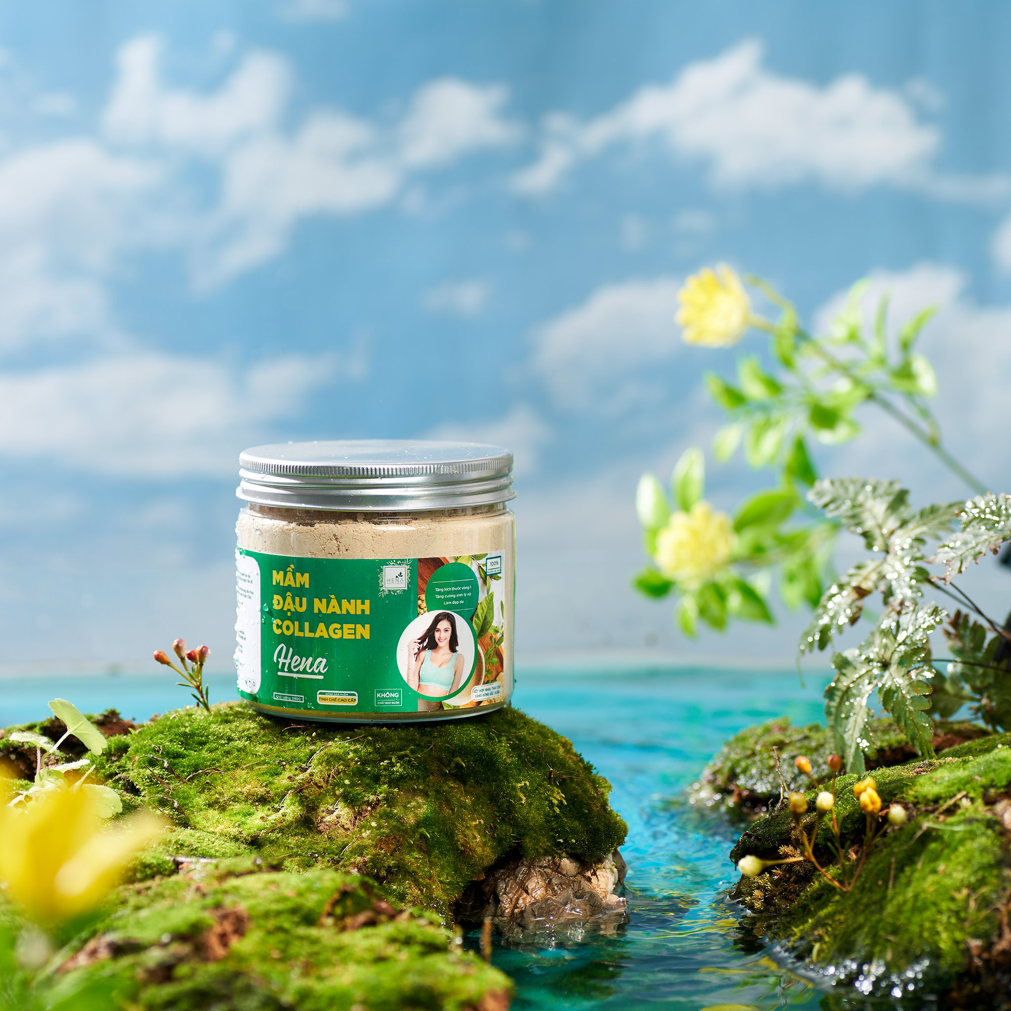 Mầm Đậu Nành Nguyên Xơ Cao Cấp Hena 200g - Bột Mầm Đậu Nành Tăng Vòng 1 với 100% Nguyên Liệu Hữu Cơ - Đã Được Kiểm Nghiệm và Công Bố Chất Lượng - Sản Phẩm Chính Hãng, Thương Hiệu Cao Cấp
