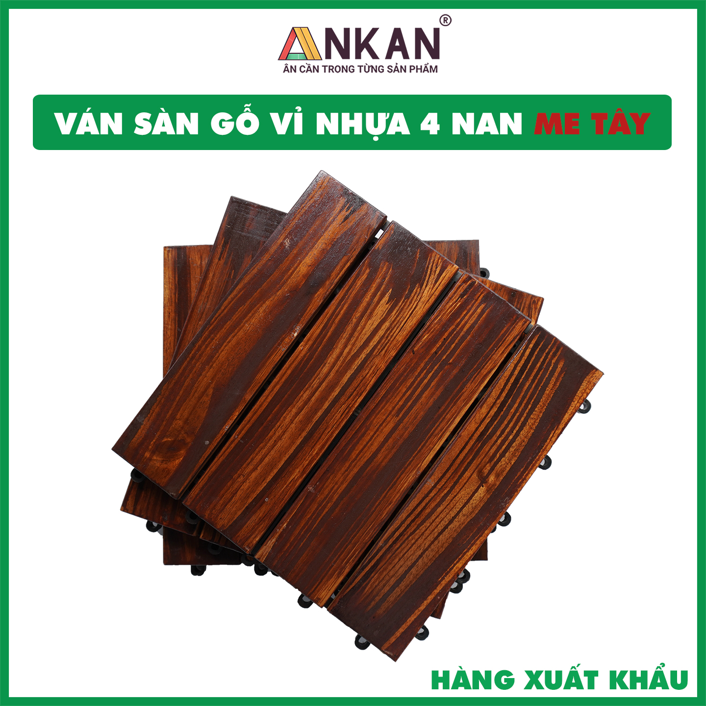 Vỉ Gỗ Lót Sàn Thương Hiệu ANKAN Vân Me Tây Nan 4, Ván Sàn Gỗ Vỉ Nhựa, Sân Vườn, Hồ Bơi, Phòng Spa, Siêu Bền, Chịu Nước Tốt, Chống Trơn Trượt, Tiêu Chuẩn Xuất Khẩu (1 Vỉ)