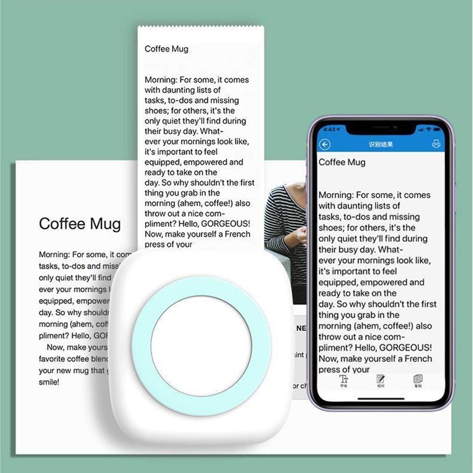 Portable Printer Pocket Printer- Mini Bluetooth Wireless Portable Mobile Printer Thermal Printer Compatible with iOS Android for Study Notes,Fun, Work