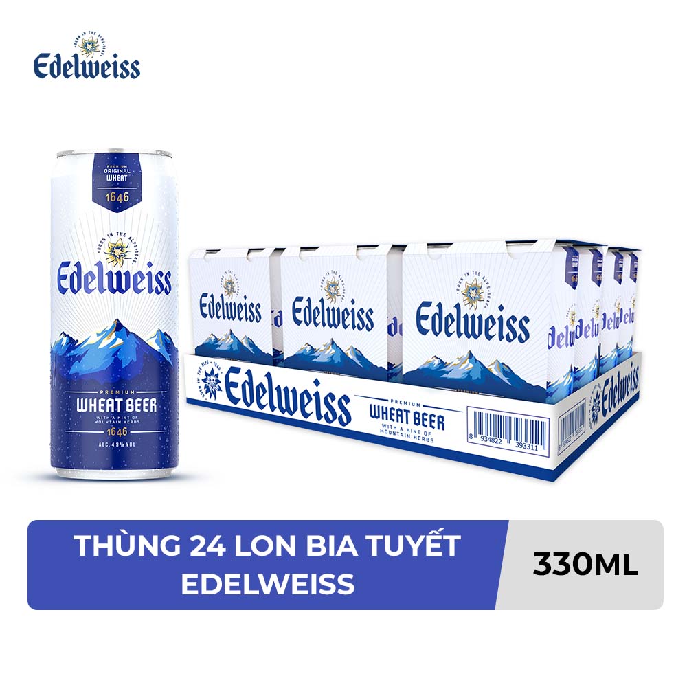 Thùng 24 lon Bia Tuyết - Edelweiss 330ml/lon